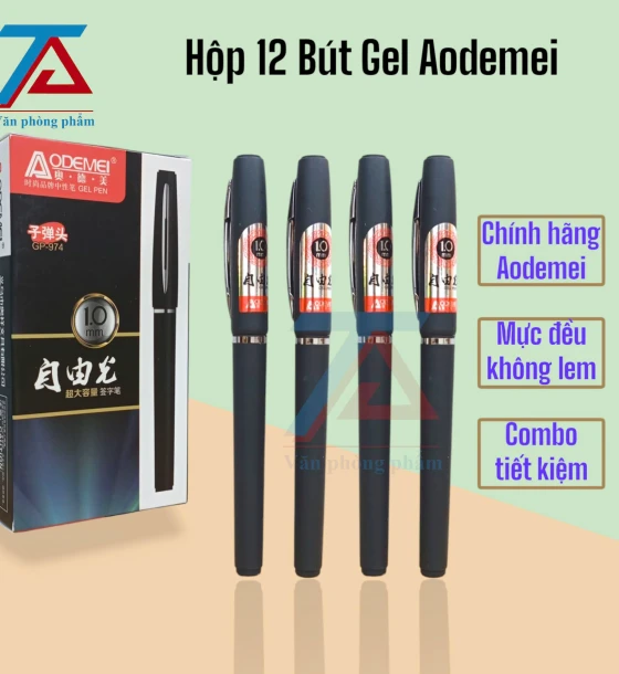 Hộp 12 Bút Ngòi to 1.0mm, Bút Viết Chữ Hán AODEMEI - 974, Mực Đen, Nét Đẹp, Đều Mực - VPP Trường Anh