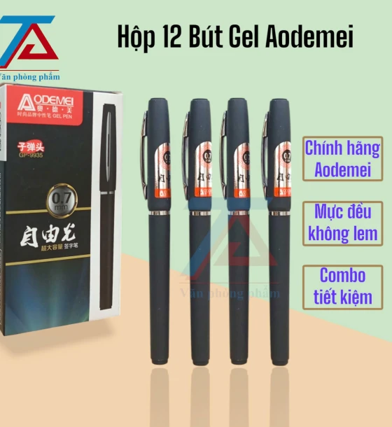 Hộp 12 Bút Gel Ngòi To 0.7mm, Bút Viết Chữ Hán AODEMEI - 9935, Mực Đen, Nét Đẹp, Đều Mực - VPP Trường Anh
