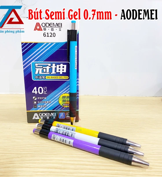 Set 10 Bút Semi Gel AODEMEI 6120 Mực Xanh, Ngòi 0.7mm Nhanh Khô - VPP Trường Anh