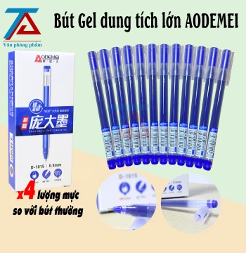 Hộp 12 Bút Gel Mực Xanh D1015 AODEMEI, Ngòi 0.5mm, Bút Bi Ống Mực To Khô Nhanh - VPP Trường Anh