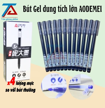Hộp 12 Bút Gel Mực Đen D1015 AODEMEI, Ngòi 0.5mm, Bút Bi Ống Mực To Khô Nhanh - VPP Trường Anh