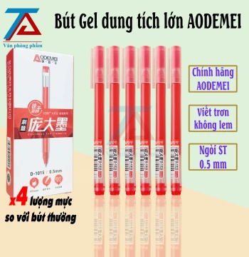 Hộp 12 Bút Gel Mực Đỏ D1015 AODEMEI, Ngòi 0.5mm, Bút Bi Ống Mực To Khô Nhanh - VPP Trường Anh