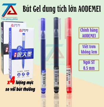 Hộp 12 Bút Gel D1015 Chính Hãng AODEMEI, Ngòi 0.5mm, Bút Bi Ống Mực To Khô Nhanh - VPP Trường Anh