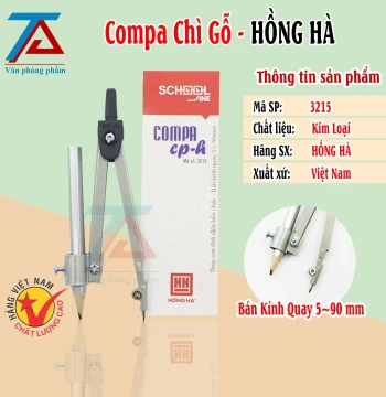 Compa Học Sinh Hồng Hà 3215, Chất Liệu Kim Loại, Bút Chì Gỗ - VPP Trường Anh